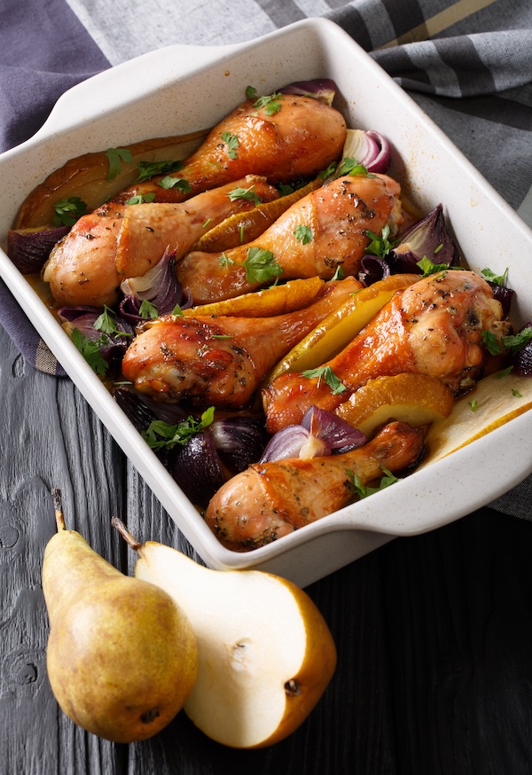 Roasted-Chicken-Drumstick-with-Pears-and-Onions-recipe-Fairfax-Market-Marin-Grocery-Store-2